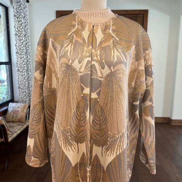 Zara Long Cardigan Coat Coatigan Duster in floral, gold print NWOT Size M - Picture 9 of 14